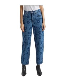 Anthropologie x Marimekko Maridenim Unikko Barrel Jeans Sz 31 Floral Maximalist